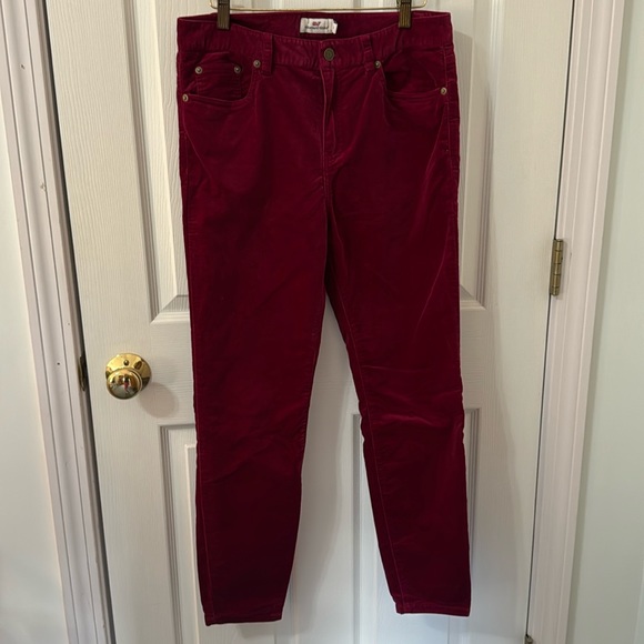 Vineyard Vines Deep Red Velvet Pants (Jean style), EUC, size 8 - Picture 3 of 6